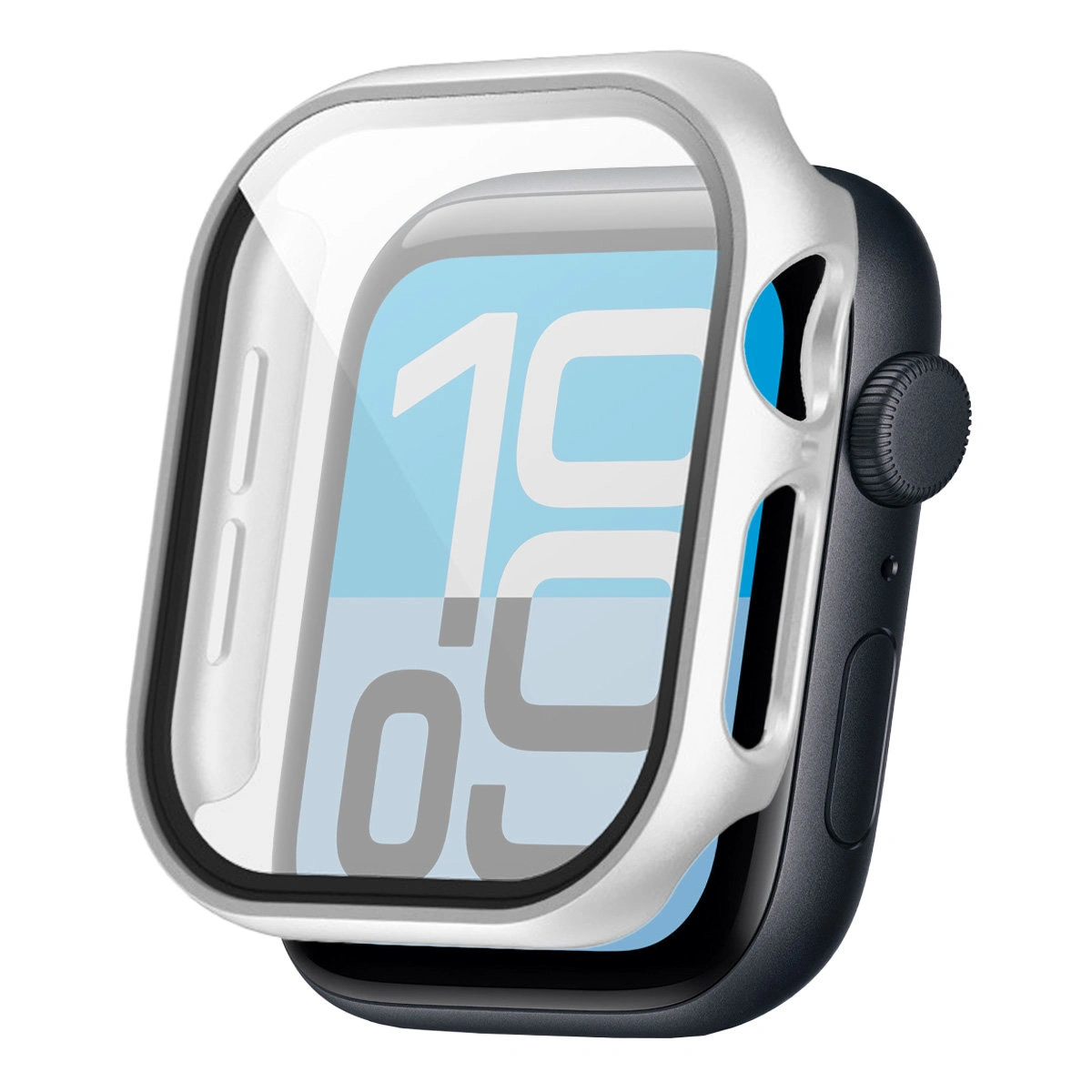 Wizualizacja nakładania etui Bizon Case Watch Adamo do Apple Watch SE 3 / SE 2 / SE / 6 / 5 / 4 (40 mm)